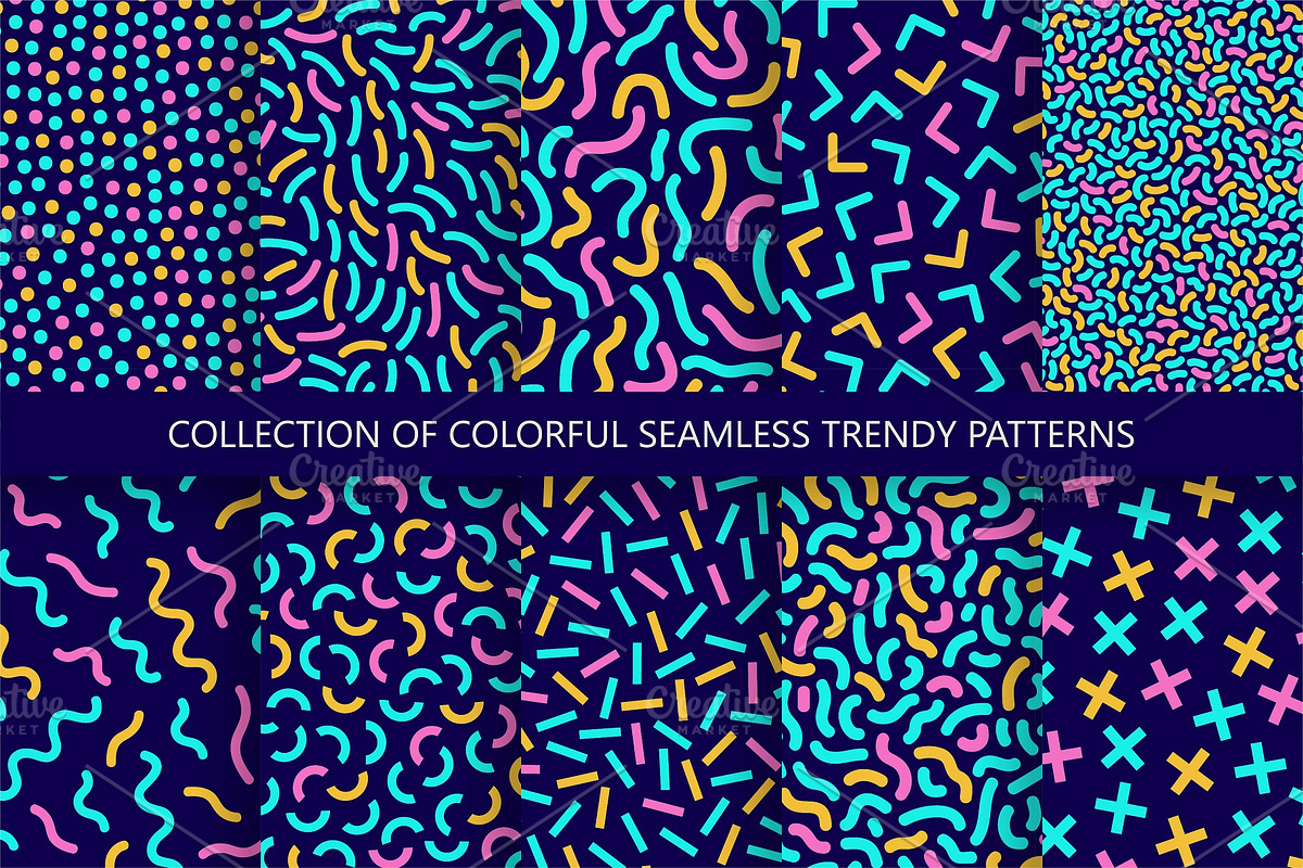 Color bright retro seamless patterns, a Pattern Graphic by ExpressShop (Photo 1 of 6)