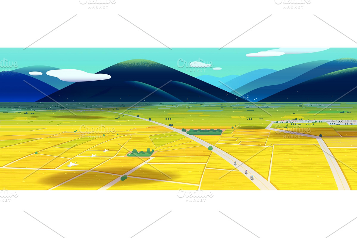 Yellow rice fields background, a Texture Illustration by TotallypicRF ...