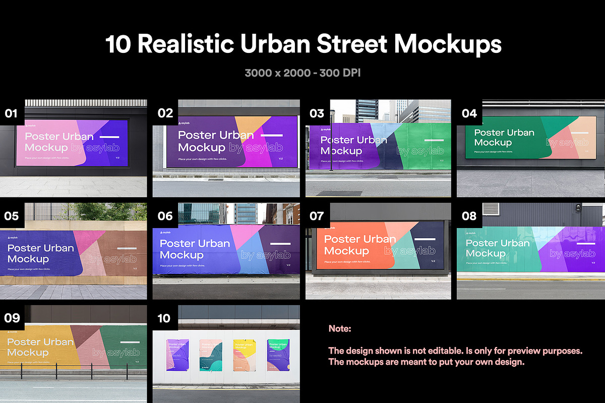 10 Urban Poster Street Mockups - PSD, an Advertising Mockup by Asylab