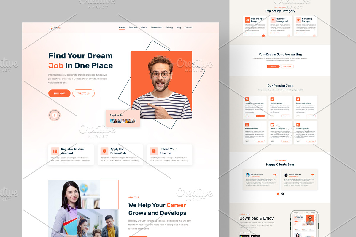 Job Finder Landing Page Design, a Landing Page Template by salahuddinuix (Photo 2 of 2)