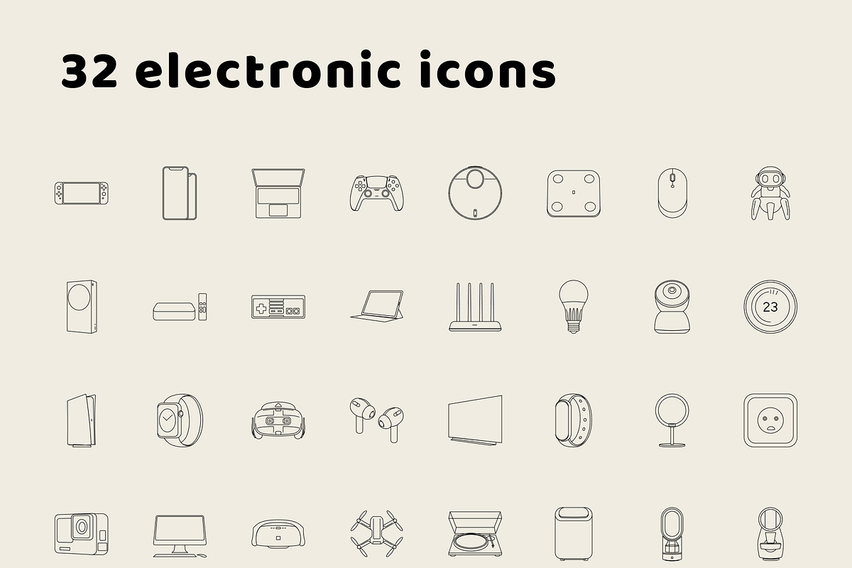 Tech & Electronic Technology icons, an Outline Icon by Amazing Custom Icons (Photo 3 of 5)