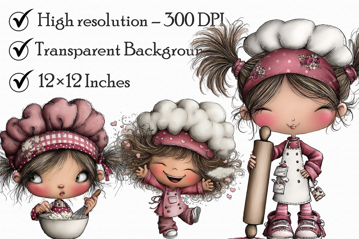Whimsical Little Girl Chef Hat Clipa, an Illustration by Libby Wishes (Photo 5 of 7)