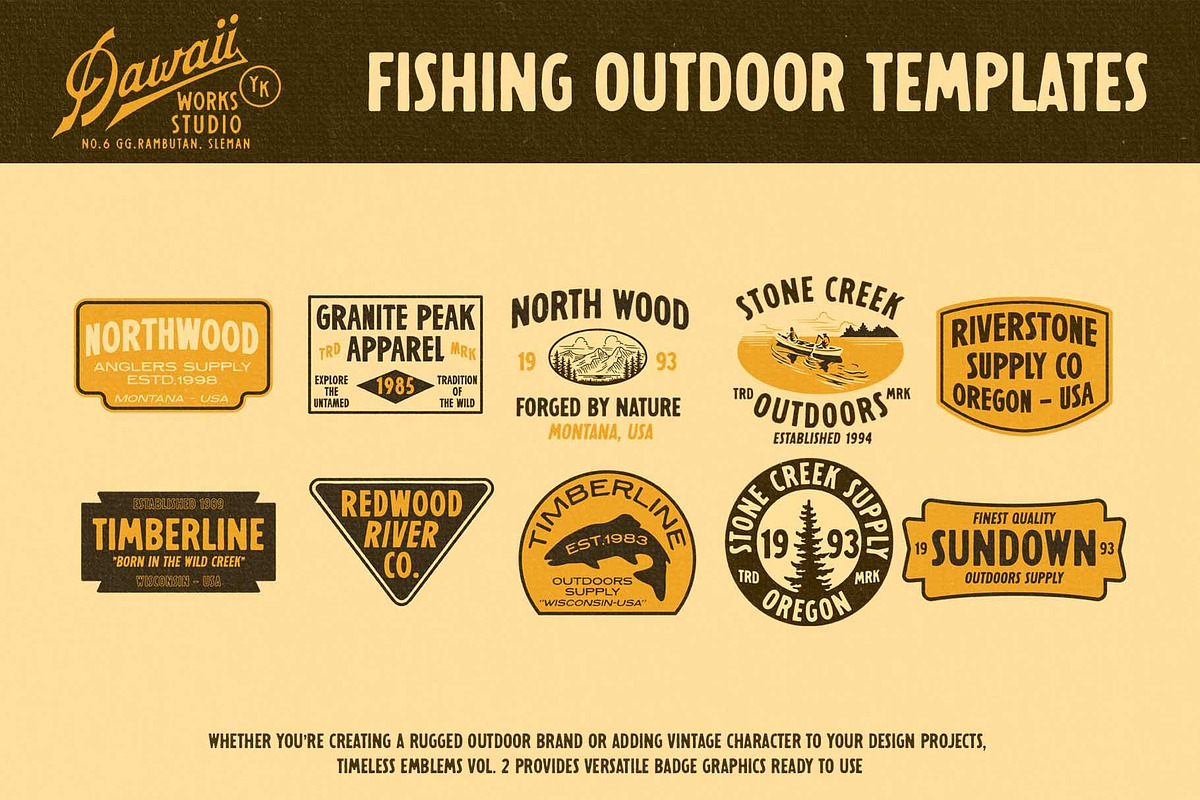 Outdoor & Fishing Vintage Badge Logo, a Branding & Logo Template by Dawaii Goods (Photo 5 of 7)