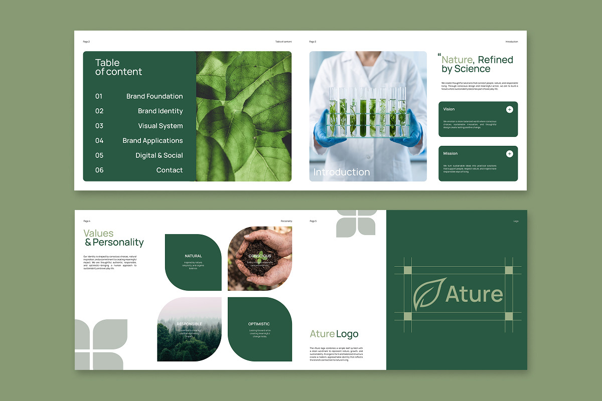 Ature Sustainability Brand Guideline, a Branding & Logo Template by trabaskriya (Photo 4 of 6)