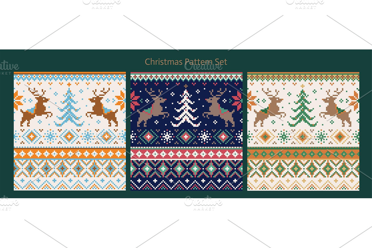 Retro xmas pixel art pattern set, a Pattern Graphic by TotallypicRF