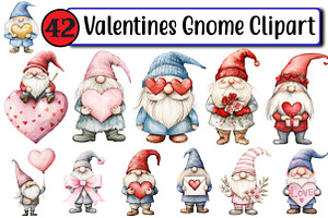 Valentines Gnome Clipart, an Illustration by Design Market