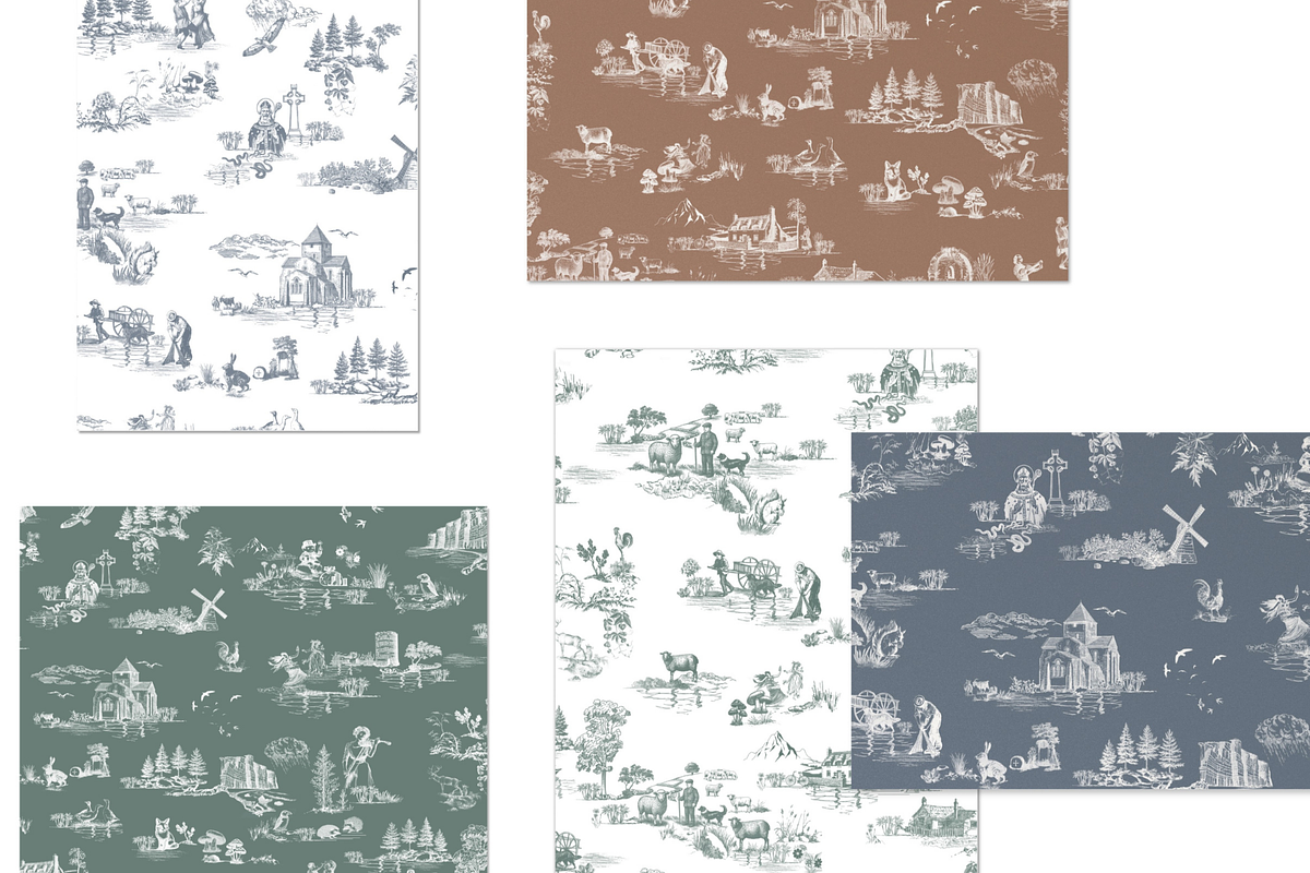 Irish Toile de Jouy Pattern Set, a Background Graphic by Hughes Studio (Photo 9 of 9)