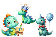 Cute Watercolor Dinosaur Birthday, an Illustration by Designworld (Thumbnail 5 of 6)