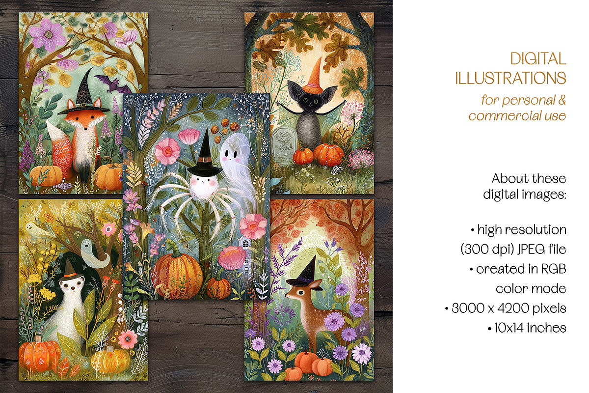 Halloween Forest Animals Postcards, an Animal Illustration by The Dutch Lady Designs (Photo 6 of 7)