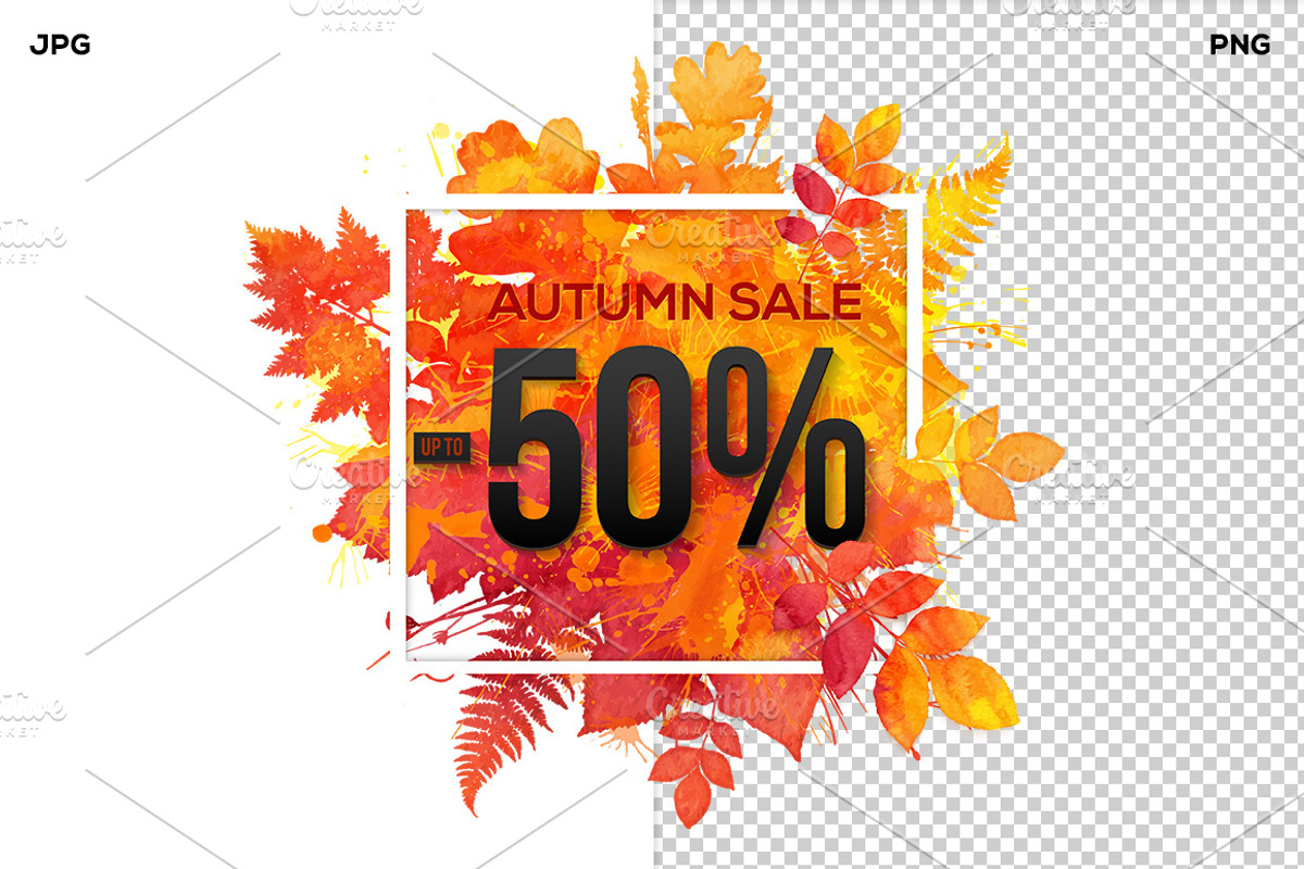 13 watercolor autumn SALE banners, a Flyer Template by Art of Sun (Photo 2 of 2)