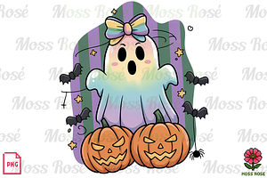 Rainbow Pastel Ghost Halloween PNG, a Graphic by Moss Rose
