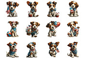 4th of July Dog Whimsical Clipart, an Animal Illustration by Designking (Thumbnail 2 of 5)