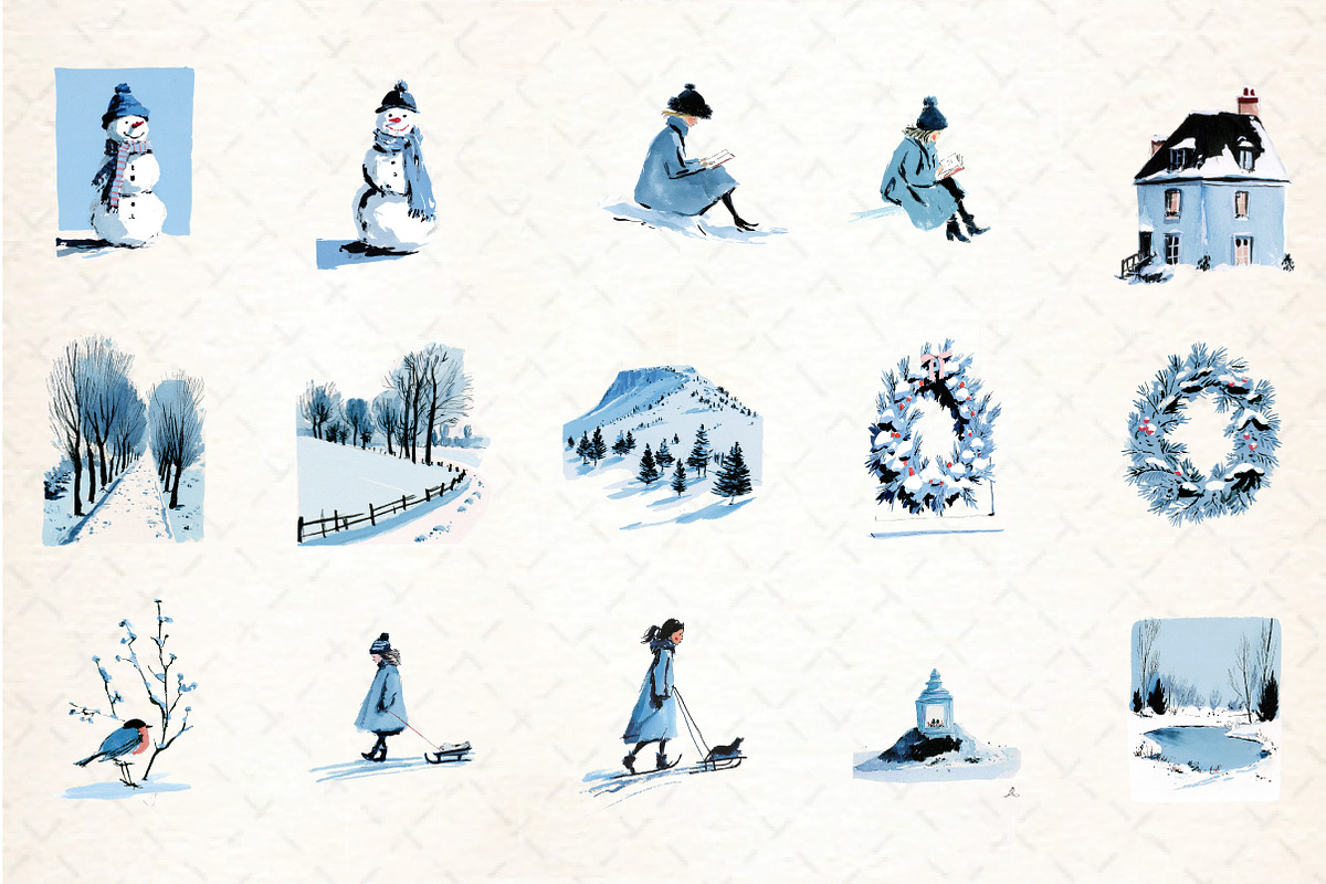 Watercolor Winter Clipart Collection, an Illustration by DreamCafeArt (Photo 3 of 6)