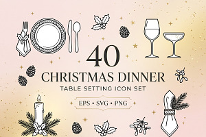 40 Christmas Dinner Table Icons