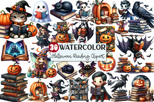 Halloween Reading Clipart, a Seasonal Illustration by Rose Art