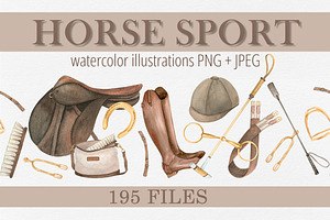 Horse sport watercolor clipart, a Sport Illustration by FerroDakora