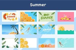 Summer background vector bundle, a Seasonal Illustration by foxndeer