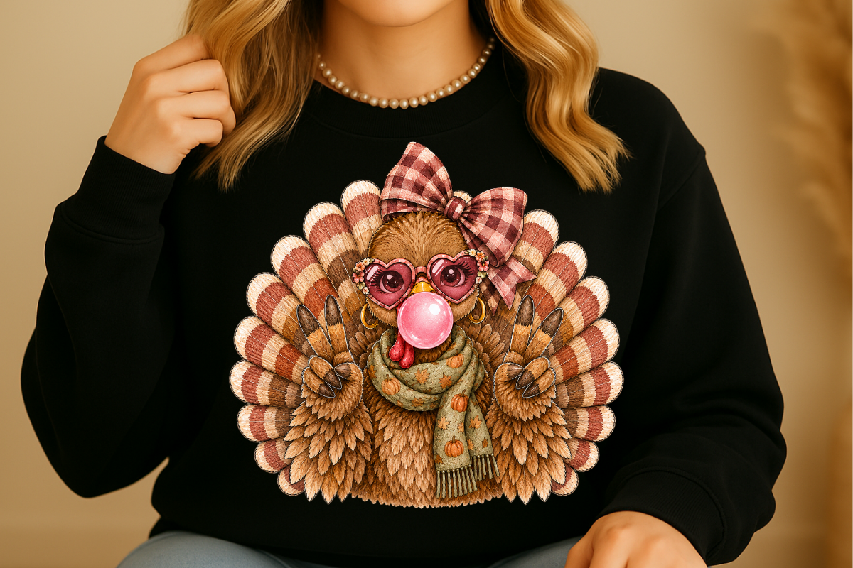 Retro Turkey Blowing Bubble Gum PNG, a Seasonal Illustration by Stickera Hub (Photo 2 of 7)