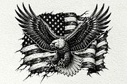 Patriotic Eagle Engraving Graphics, a Seasonal Illustration by DENIDigitalArtSudio (Thumbnail 2 of 6)