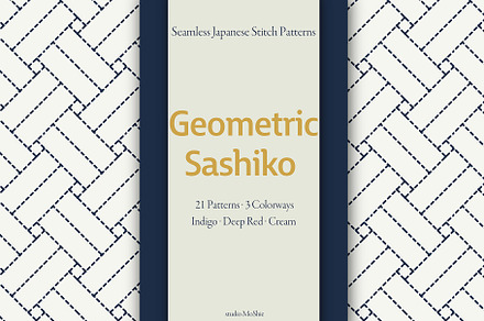 Sashiko Stitch Seamless Patterns, a Pattern Graphic by studio MoShie
