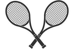 Crossed Tennis Rackets Silhouette, an Illustration by HitToon