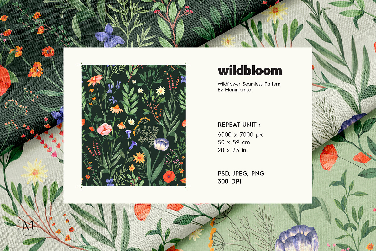 Wildbloom Botanical Pattern, a Pattern Graphic by Manimanisa (Photo 4 of 10)