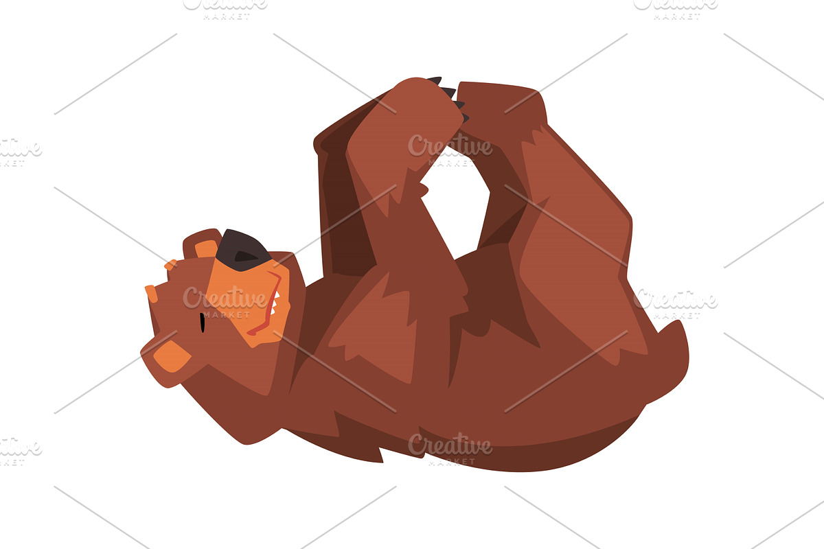Cute Brown Bear Lying on His Back, an Animal Illustration by TopVectors