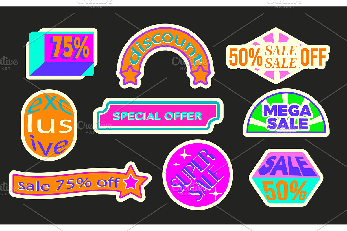 Y2K sale sticker set with vibrant, a Finance Illustration by art PVP - market