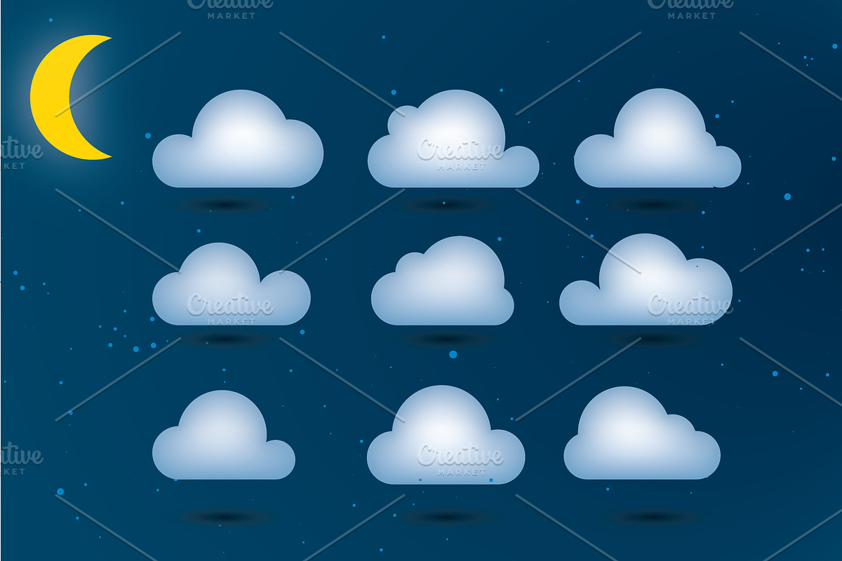 Clouds Vector Set preview 4