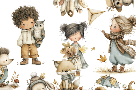 59 Autumn Boho Clipart, a Decorative Illustration by Pati Charm Studio