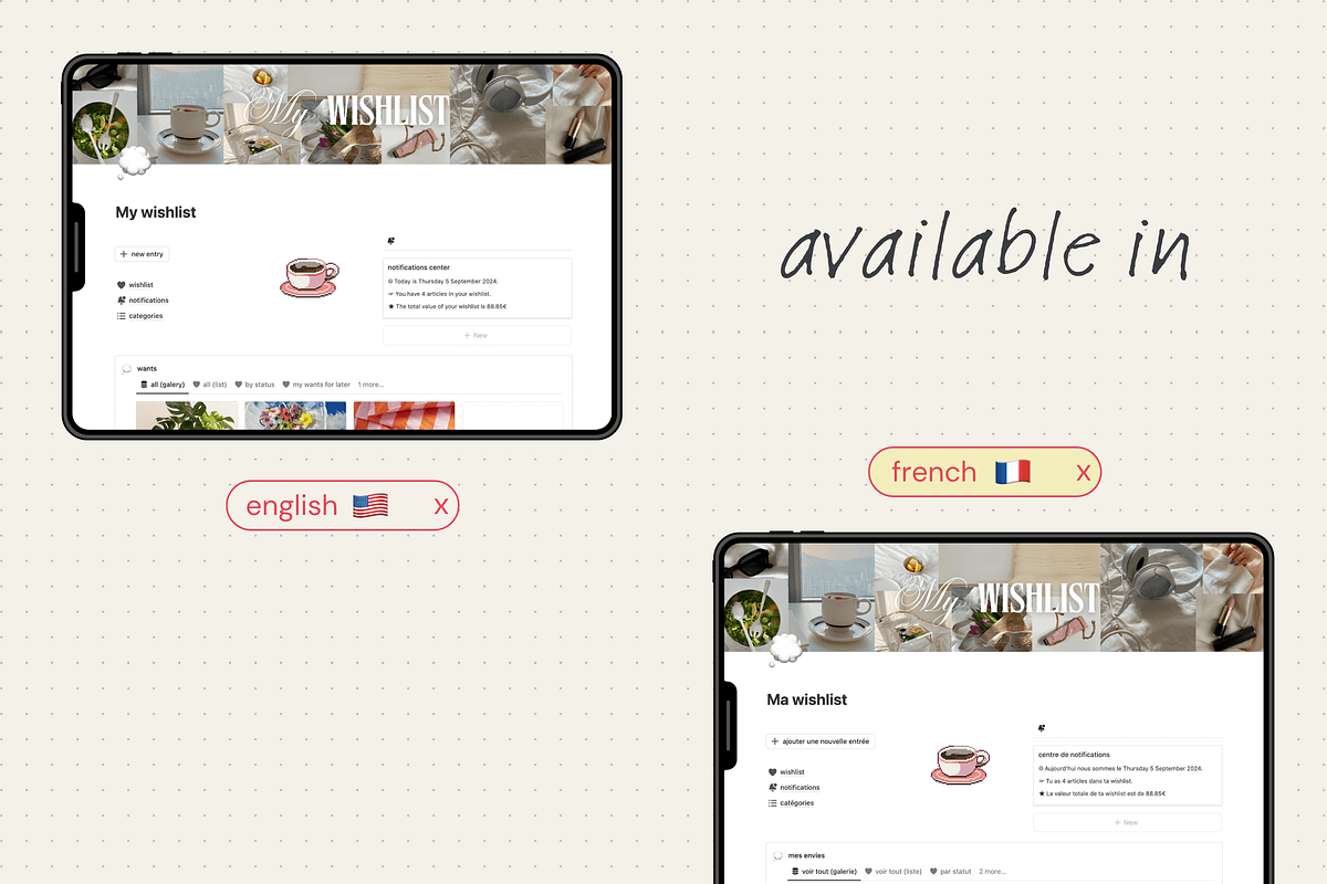 My wishlist - Notion template, an App Template by Iasan Design (Photo 8 of 8)