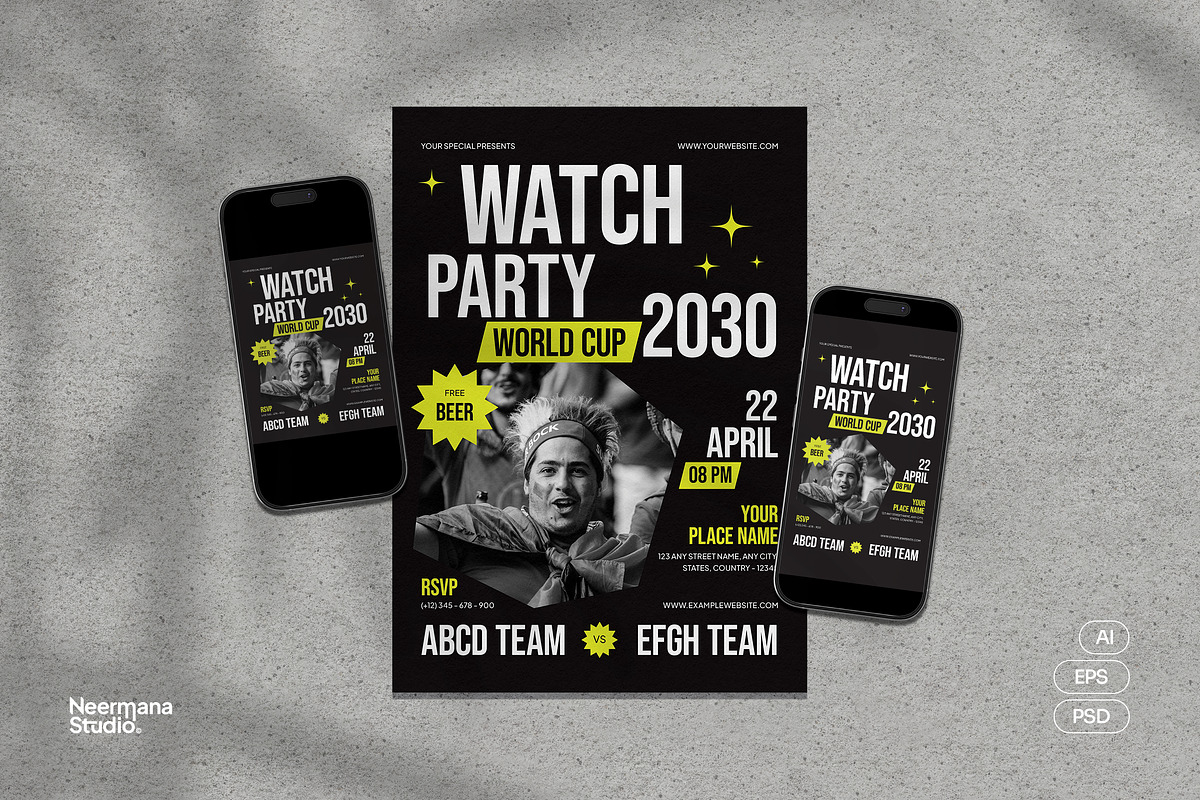 Black World Cup Match Flyer, a Flyer Template by Neermana (Photo 1 of 4)