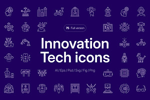 Tech and Innovation Icon Set, an Outline Icon by Prosymbols