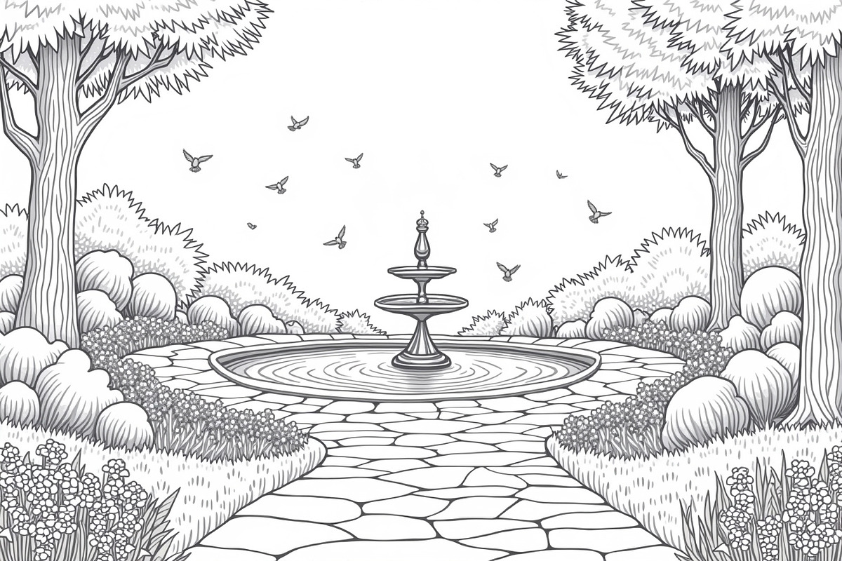 Peaceful Garden Line Art Coloring Se, an Illustration by Designs_River (Photo 6 of 7)