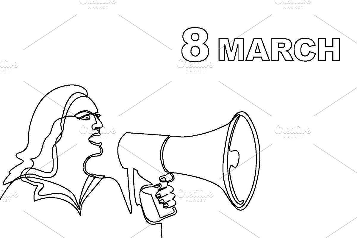 8 March Cards Set. Continuous Line., a Person Illustration by Svetlana Kononova (Photo 7 of 7)