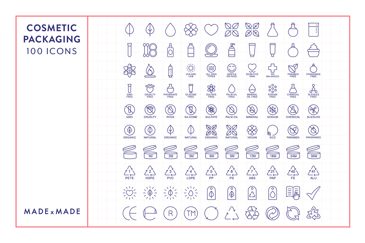 Cosmetic Packaging Line Icons, an Outline Icon by Made by Made (Photo 5 of 9)