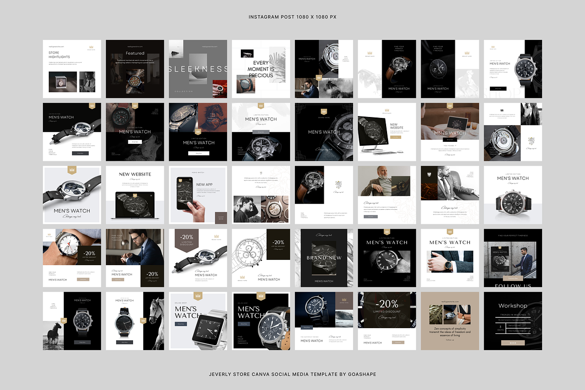 Jewelry Watch Canva Social Template, a Social Media Template by Goashape Studio (Photo 11 of 12)