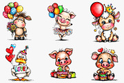 Whimsical birthday animals clipart, an Illustration by CreationArt (Thumbnail 2 of 5)