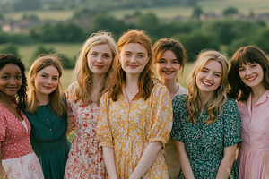 Diverse group of smiling young women embracing friendship and to, a Person Photo by Studio ANNA