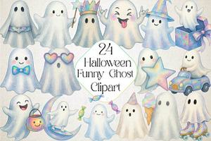 Funny Halloween Ghost Iridescent, an Illustration by DreamPrint404