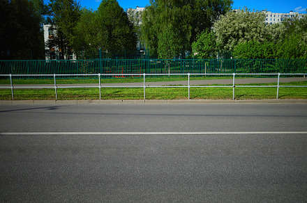 Empty street in Moscow architecture background, a Transportation Photo by RETROWAVE '88
