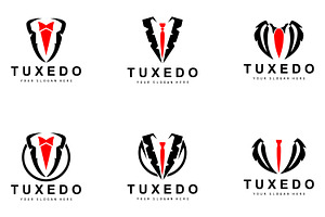 Tuxedo Logo Suit And Tie Vector Icon