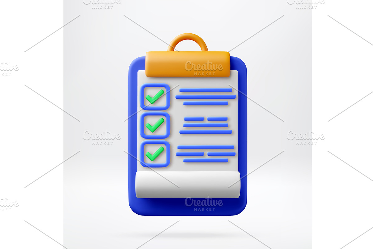3D Clipboard with checklist and, an Object Illustration by Abscent