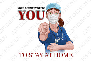 Doctor Nurse Woman Needs You Stay At, an Illustration by Christos Georghiou