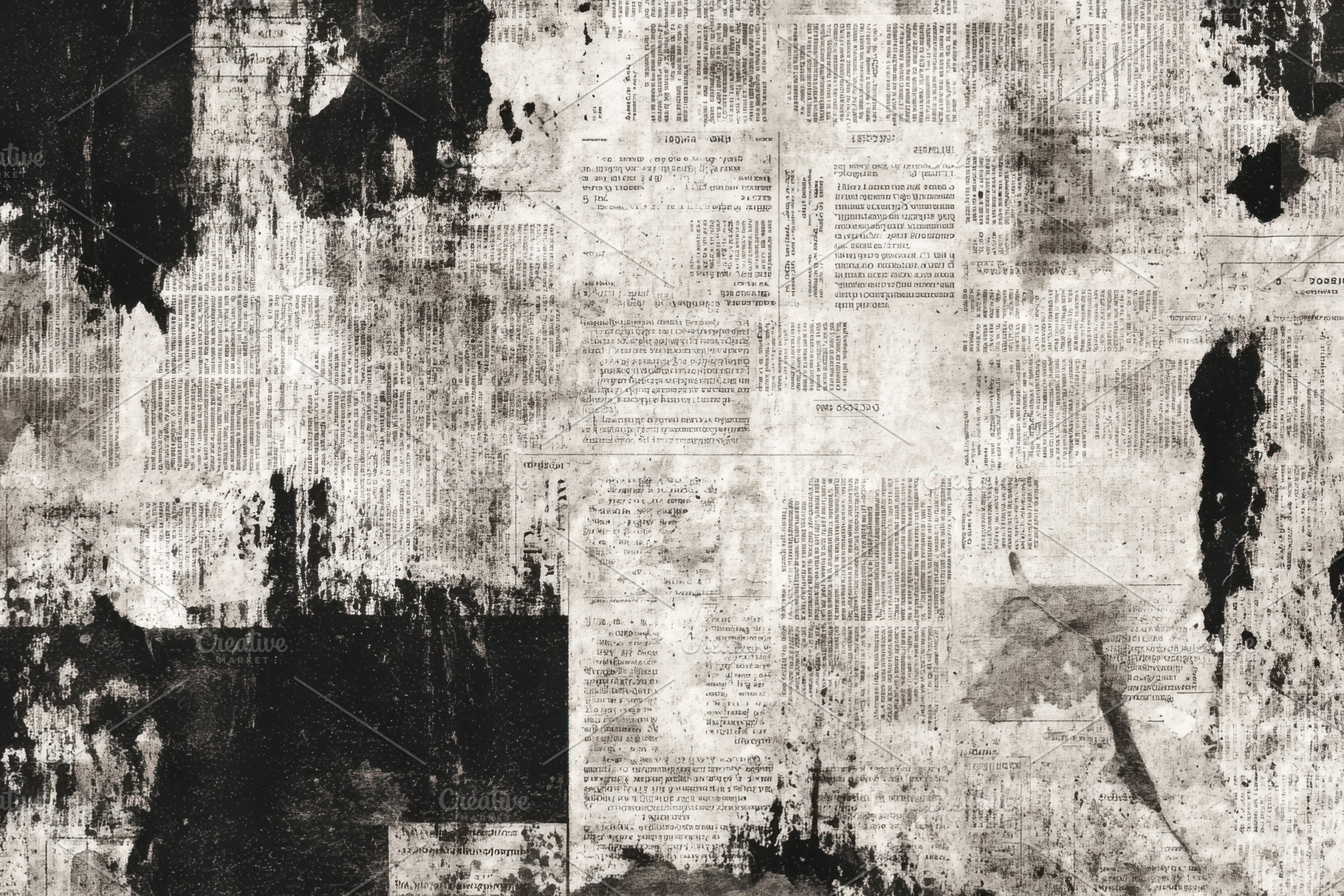 Torn Newspaper Collage Black and Whi, an Abstract Photo by Pixeness Studio