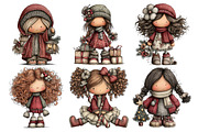 Whimsical Christmas Doll Clipart, an Animal Illustration by Creative Art (Thumbnail 4 of 6)