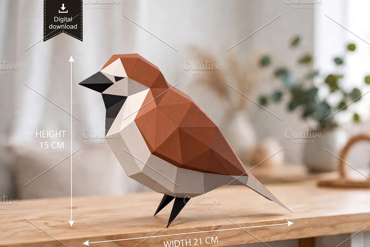 Sparrow sculpture - 3d papercraft, a Card Template by PAPER amaze (Photo 1 of 3)