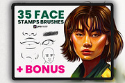 Portrait stamp brushes for Procreate, a Brush Add-On by Procreate Market (Thumbnail 1 of 8)