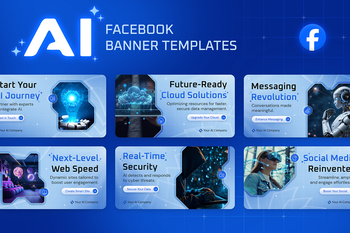 AI Facebook Banners, a Social Media Template by Brandify Studio (Photo 1 of 4)