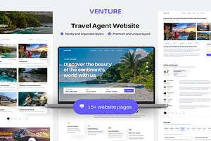 Venture - Travel Agent Website, an UI Kit Template by Creative Perspective